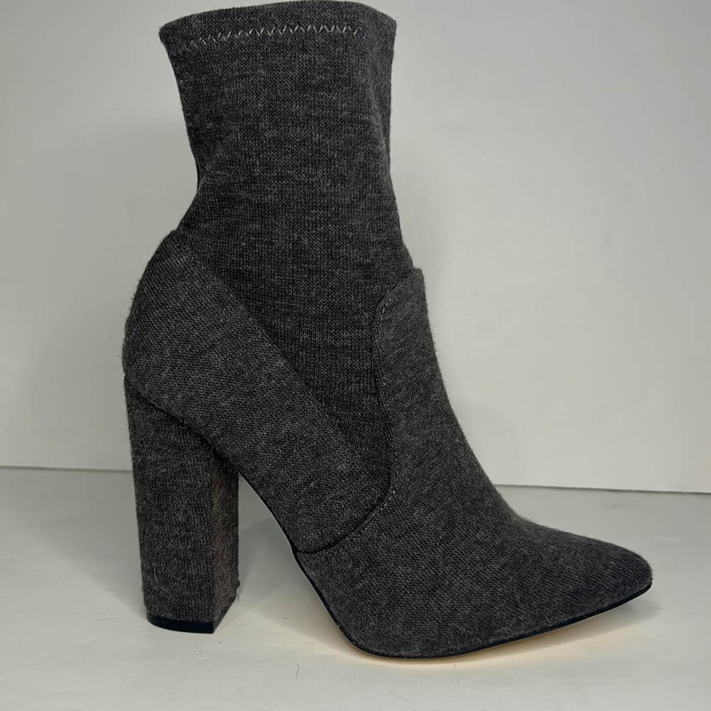 Shoedazzle Leela Knit Mid-Calf Boot Fitted Zip Heathered Grey Women's Size 6.5